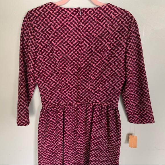 Deadstock Vintage | L’AIGLON Houndstooth Print Midi Dress Small Mrs. Maisel NWT - Picture 4 of 10